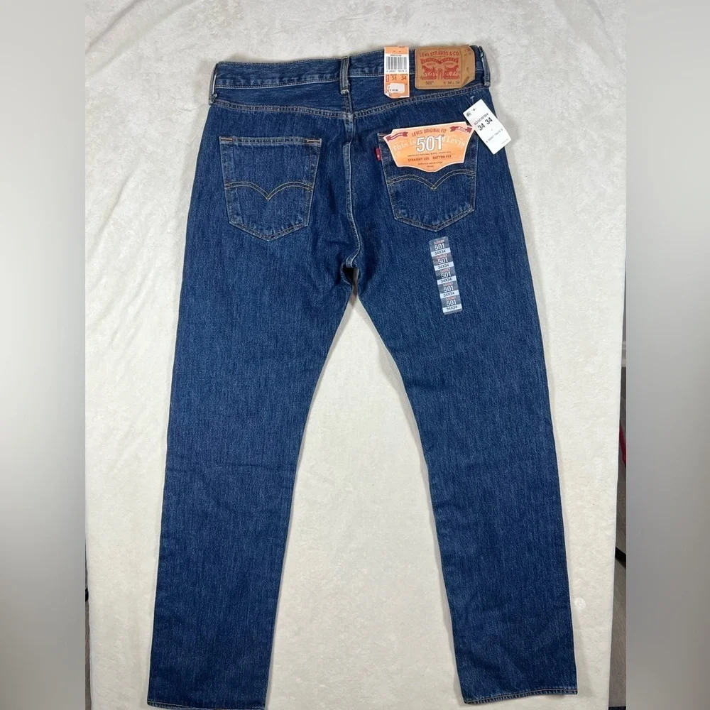 NWT 34W 34L Levi's 501 Men's Classic Indigo Straight Jeans